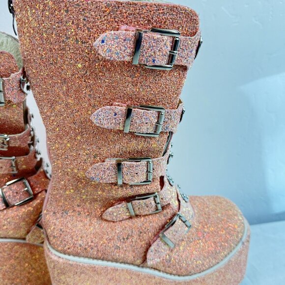 Pink Glitter Heeled Boots - Picture 3 of 12